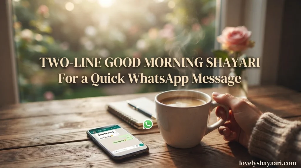 Two-Line Good Morning Shayari for a Quick WhatsApp Message